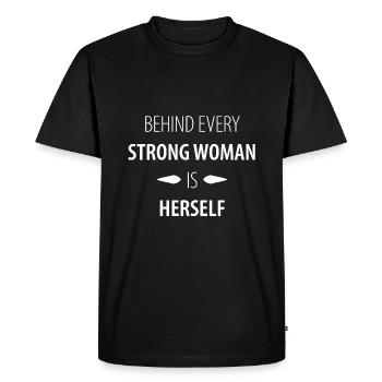 BEHINd EVERY STRONG WOMEN IS HERSELF - Men's Premium Organic T-Shirt - black - Front - Nico (187cm)