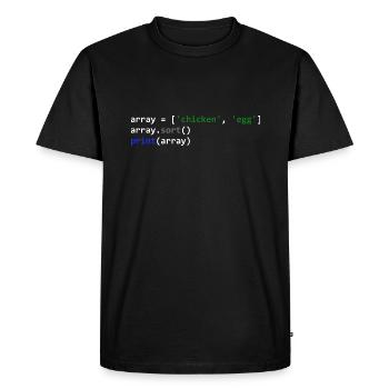 The chicken or the egg programmer code - Men's Premium Organic T-Shirt - black - Front - Nico (187cm)