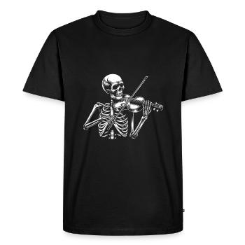 Squelette de crâne avec squelette de violon jouant du violon - T-shirt Premium bio Homme - noir - Devant - Nico (187cm)
