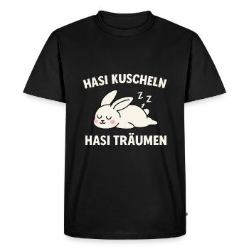 Câlins de lapin – bunny dreaming (lapin endormi) - T-shirt Premium bio Homme - noir - Devant - Nico (187cm)