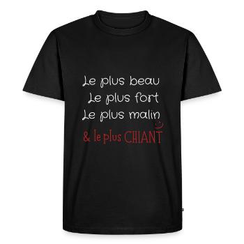 Le plus beau le plus fort le plus malin - T-shirt Premium bio Homme - noir - Devant - Nico (187cm)