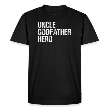 Uncle Godfather Hero Family Gift Tee T Shirt - Men's Premium Organic T-Shirt - black - Front - Nico (187cm)
