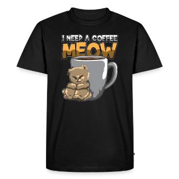 I Need A Coffee MEOW - Need Caffeine NOW - Men's Premium Organic T-Shirt - black - Front - Nico (187cm)