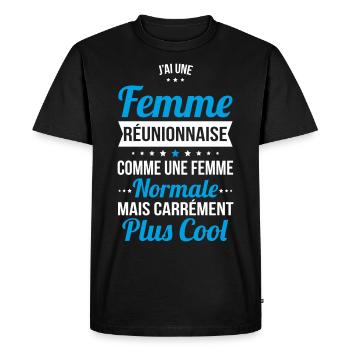 J'ai une femme Réunionnaise plus cool - T-shirt Premium bio Homme - noir - Devant - Nico (187cm)