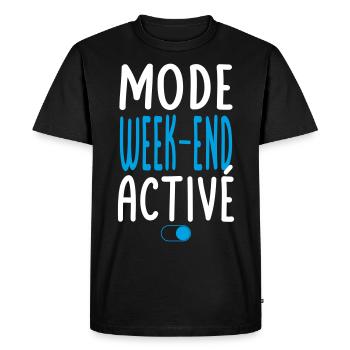 Mode Week-end activé - Idée cadeau - T-shirt Premium bio Homme - noir - Devant - Nico (187cm)