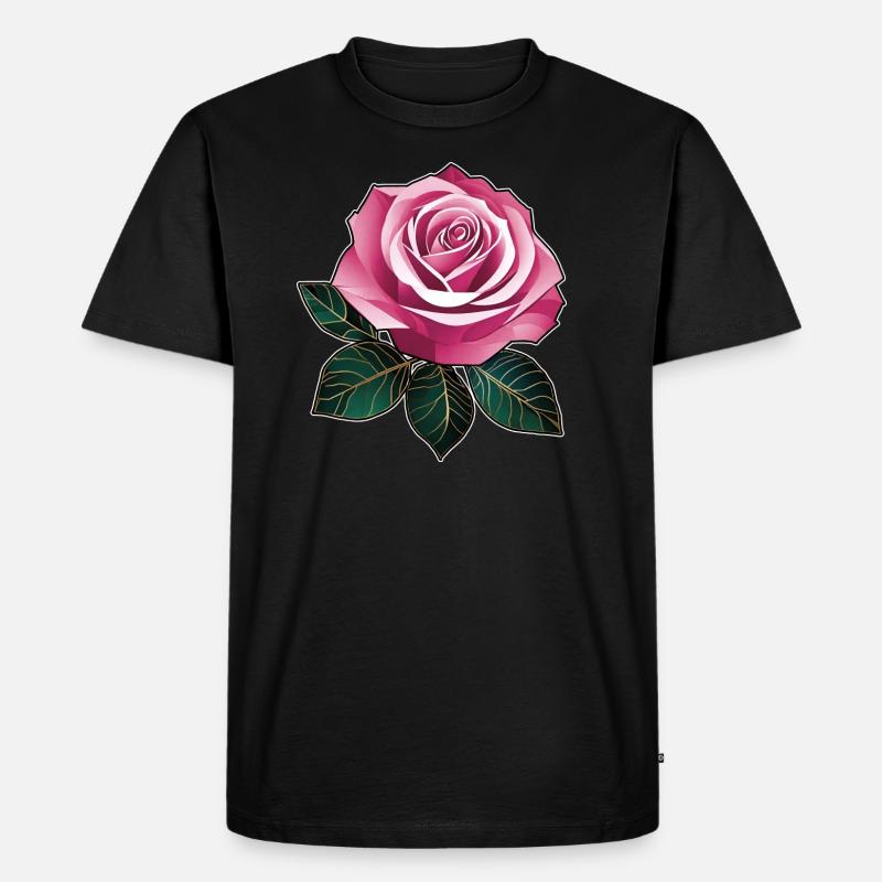 Rosa Rose II - Männer Premium Bio T-Shirt - Schwarz