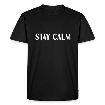 Restez calme - T-shirt Premium bio Homme - noir - Devant - Nico (187cm)