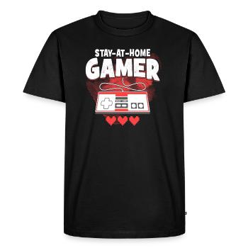 Restez à la maison Gamer - T-shirt Premium bio Homme - noir - Devant - Nico (187cm)