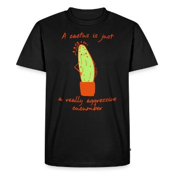 Cactus Cucumber Plant Spiny Aggressive - Men's Premium Organic T-Shirt - black - Front - Nico (187cm)