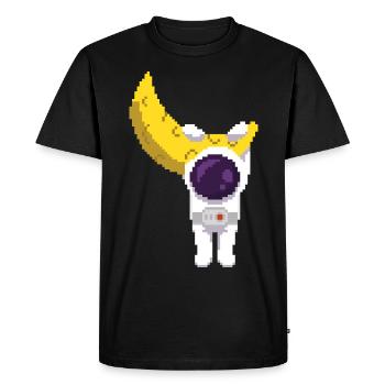 Retro Pixel Astronaut accroché sur la lune - T-shirt Premium bio Homme - noir - Devant - Nico (187cm)
