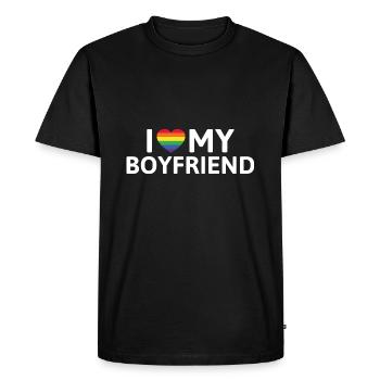 J’aime mon petit ami - T-shirt Premium bio Homme - noir - Devant - Nico (187cm)