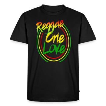 reggae on love rainbow, Jamaïque, Marley - T-shirt Premium bio Homme - noir - Devant - Nico (187cm)