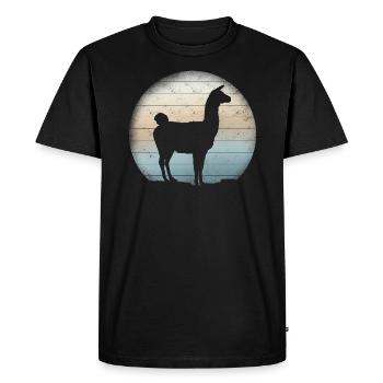 Lama Alpagas Retro - T-shirt Premium bio Homme - noir - Devant - Nico (187cm)