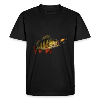 Perchoir à la morsure – Predatory Fish & Wobbler Design - T-shirt Premium bio Homme - noir - Devant - Nico (187cm)