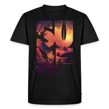 Surf surfer surfing waves - Men's Premium Organic T-Shirt - black - Front - Nico (187cm)