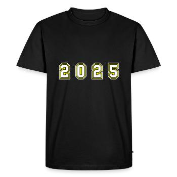2025 Year Number - Men's Premium Organic T-Shirt - black - Front - Nico (187cm)