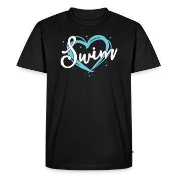 Amour Natation Maillot Équipe de Natation Heart Lover Blue - T-shirt Premium bio Homme - noir - Devant - Nico (187cm)