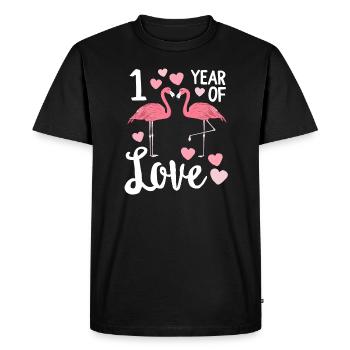 Anniversaire assorti avec Flamingo d'un an - T-shirt Premium bio Homme - noir - Devant - Nico (187cm)