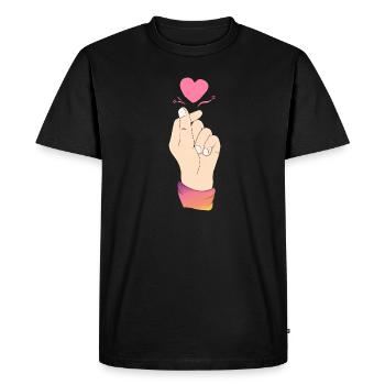 Finger Heart KPop Shirt Kawaii Korean KPop - Men's Premium Organic T-Shirt - black - Front - Nico (187cm)