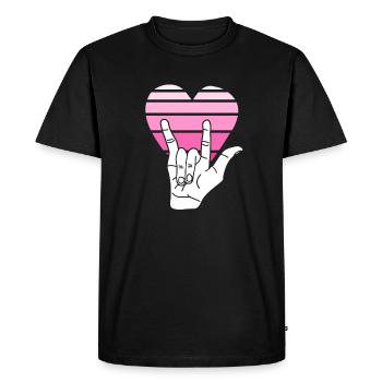 CHEMISES ASL Vêtements en langue des signes Love Be Kind - T-shirt Premium bio Homme - noir - Devant - Nico (187cm)