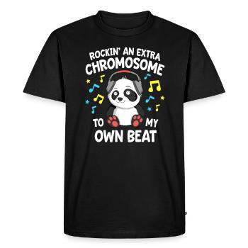 Down Syndrome Shirts Kids T21 Rockin' An Extra - Men's Premium Organic T-Shirt - black - Front - Nico (187cm)