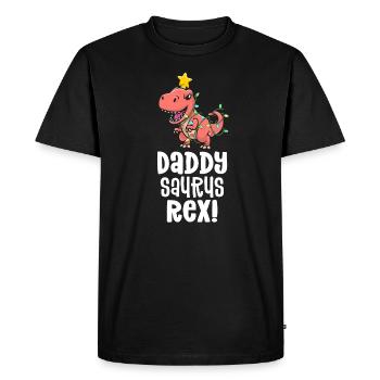 Daddysaurus Rex papa correspondant à la famille des dinosaures - T-shirt Premium bio Homme - noir - Devant - Nico (187cm)