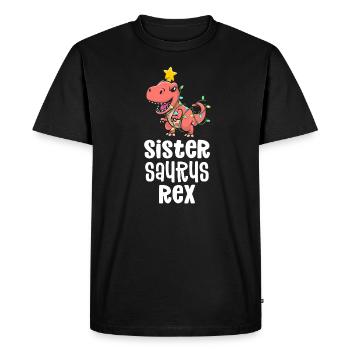 Sistersaurus Rex Girl correspondant à la famille de Dino - T-shirt Premium bio Homme - noir - Devant - Nico (187cm)