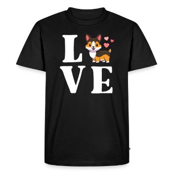 J'aime mon corgi tricolore corgi chemise femme cadeau - T-shirt Premium bio Homme - noir - Devant - Nico (187cm)