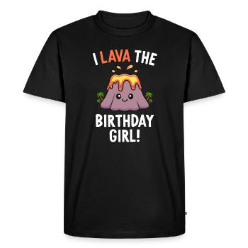 Famille Volcan Fête d’anniversaire Lava Fille d’anniversaire - T-shirt Premium bio Homme - noir - Devant - Nico (187cm)