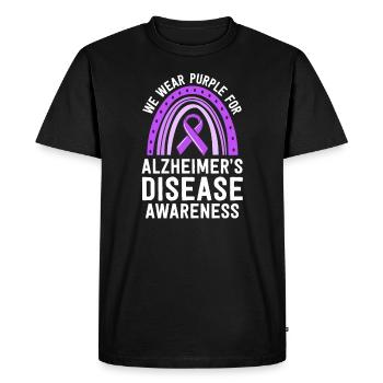 Nous portons une sensibilisation violette à la maladie d’Alzheimer - T-shirt Premium bio Homme - noir - Devant - Nico (187cm)