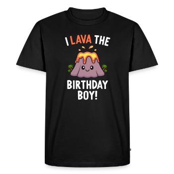 Famille Volcan Fête d’anniversaire Lave L’anniversaire - T-shirt Premium bio Homme - noir - Devant - Nico (187cm)