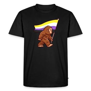 Bigfoot Gender Non-binary Pride Flag Colors - Men's Premium Organic T-Shirt - black - Front - Nico (187cm)
