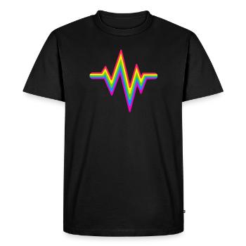 Gay Heartbeat LGBT Flag Colors LGBTQ Pride Doctor - Men's Premium Organic T-Shirt - black - Front - Nico (187cm)