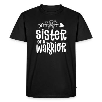 Sœur d’un guerrier des maladies rares Conscience Zèbre - T-shirt Premium bio Homme - noir - Devant - Nico (187cm)