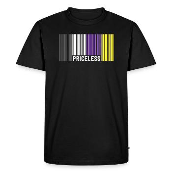 Priceless Gender Nonbinary Pride Code-barres Discret - T-shirt Premium bio Homme - noir - Devant - Nico (187cm)