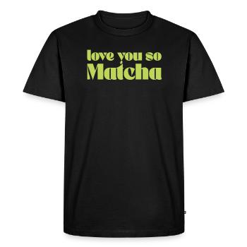 Vintage Love You So Matcha Gift for Barista Green - Men's Premium Organic T-Shirt - black - Front - Nico (187cm)