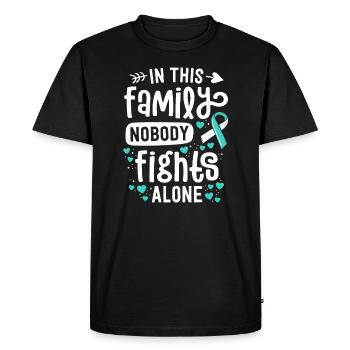 Dans cette famille, personne ne se bat seul cervical - T-shirt Premium bio Homme - noir - Devant - Nico (187cm)