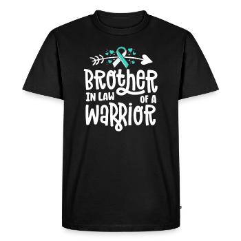 Beau-frère d’un cancer du col de l’utérus guerrier - T-shirt Premium bio Homme - noir - Devant - Nico (187cm)