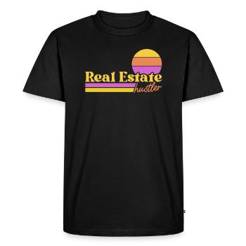 Immobilier Hustler Vintage 70s 80s Retro Real - T-shirt Premium bio Homme - noir - Devant - Nico (187cm)
