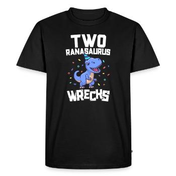 Fête d’anniversaire de dinosaure de 2 ans 2nd Bday - T-shirt Premium bio Homme - noir - Devant - Nico (187cm)