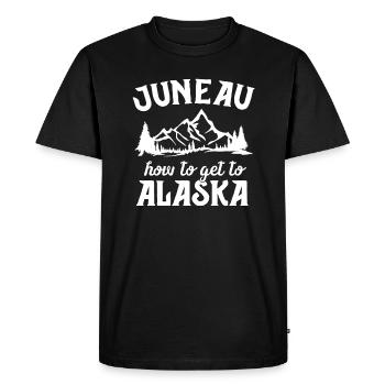 Juneau How To Get To Alaska Funny Souvenir Gift - Men's Premium Organic T-Shirt - black - Front - Nico (187cm)