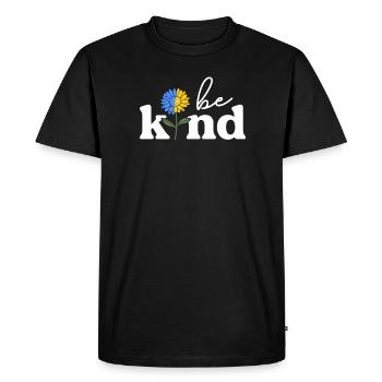 Be Kind Yellow Blue Sunflower World Down Syndrome - Men's Premium Organic T-Shirt - black - Front - Nico (187cm)