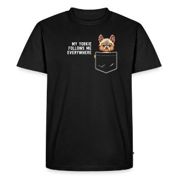 Yorkie dans Pocket Yorkshire Terrier sarcastique - T-shirt Premium bio Homme - noir - Devant - Nico (187cm)