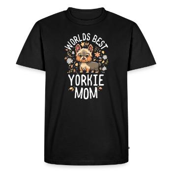 Meilleurs mondes Yorkie Mom Dog Mama Yorkshire Terrier - T-shirt Premium bio Homme - noir - Devant - Nico (187cm)
