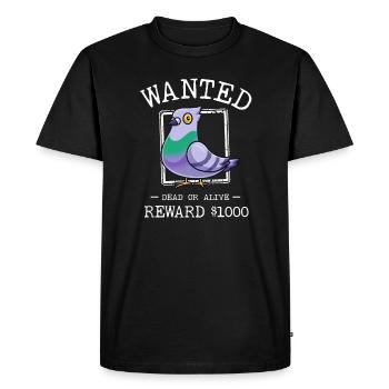 Pigeon Wanted Poster Funny Pigeon Lover Bird - Men's Premium Organic T-Shirt - black - Front - Nico (187cm)