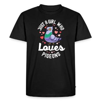Just A Girl Who Loves Pigeons Bird Lover Watcher - Men's Premium Organic T-Shirt - black - Front - Nico (187cm)