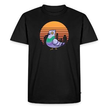 Retro Pigeon New York City Vintage Bird Lover - Men's Premium Organic T-Shirt - black - Front - Nico (187cm)