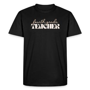Retro 4th Grade Teacher Vintage Fourth Grade - Men's Premium Organic T-Shirt - black - Front - Nico (187cm)