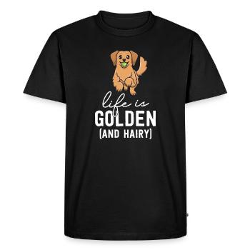 La vie est dorée et poilue Kawaii Golden Retriever - T-shirt Premium bio Homme - noir - Devant - Nico (187cm)