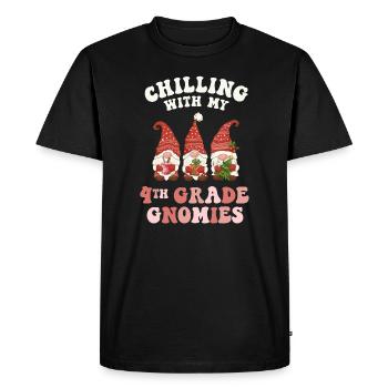 4th Grade Teacher Christmas Chilling With My - Men's Premium Organic T-Shirt - black - Front - Nico (187cm)